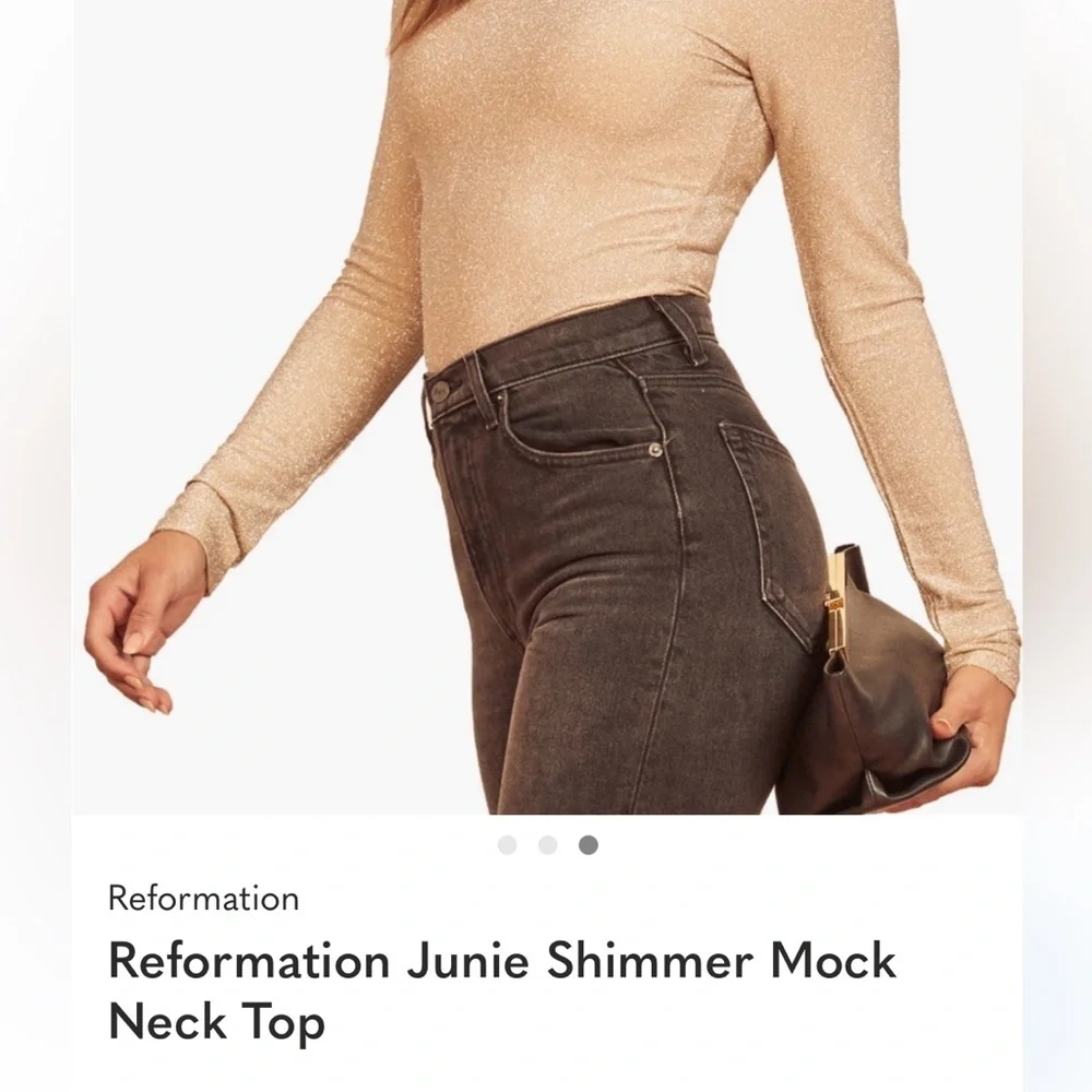 Reformation Junie Shimmer Mock Neck Top Size Large NEW - Picture 2 of 13